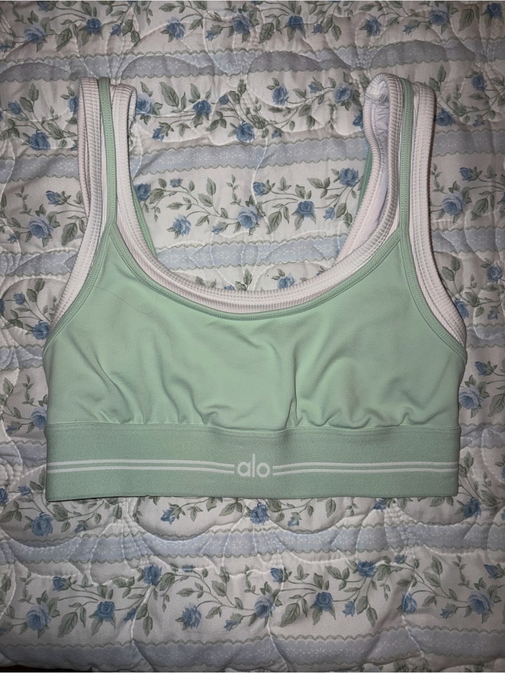 ALO Yoga Mint Green double layer Sports Bra